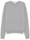 Saint Laurent Grey Crewneck Sweater With Cassandre In Cashmere Man In Grey