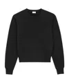 Saint Laurent Cassandre Crewneck Knitwear Ribbed Trims In Black