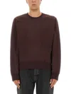 Saint Laurent Cassandre Embroidered Sweatshirt In Burgundy