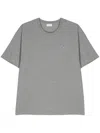 Saint Laurent Grey Crewneck T-shirt With Cassandre Embroidery In Cotton Man In Gray