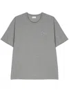 Saint Laurent Cassandre Cotton Blend T-shirt In Gris Chine/jaune