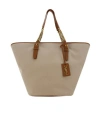 Saint Laurent Cassandre-tag Canvas Tote Bag In Nude