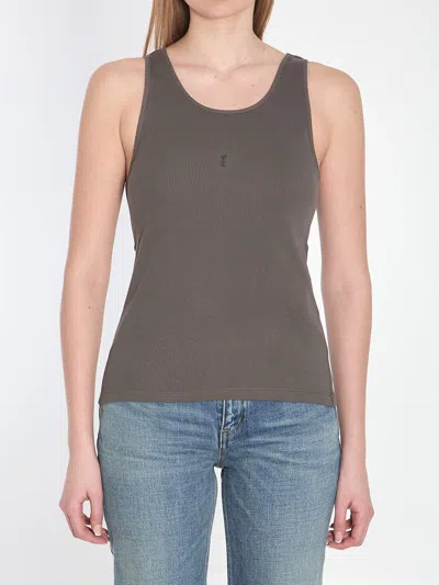 Saint Laurent Cassandre Tank Top In Brown