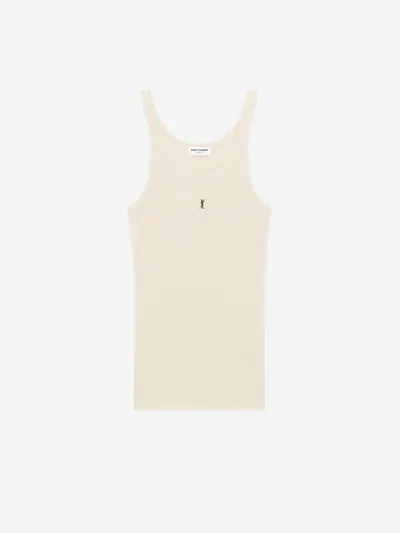 Saint Laurent Cassandre Tank Top In Beige