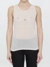 Saint Laurent Cassandre Logo Tank Top In Beige