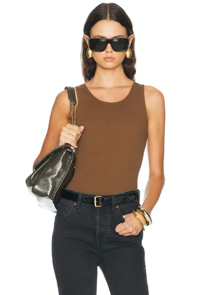 Saint Laurent Cassandre Tank Top In Brown