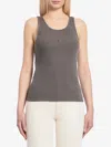 Saint Laurent Cassandre Ribbed-knit Cotton Tank Top In Grey