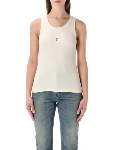 Saint Laurent Cassandre Tank Top In Neutral