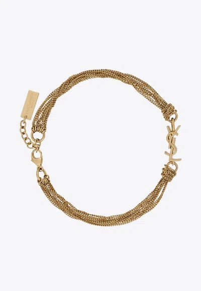 Saint Laurent Cassandre Tassel Bracelet In Gold
