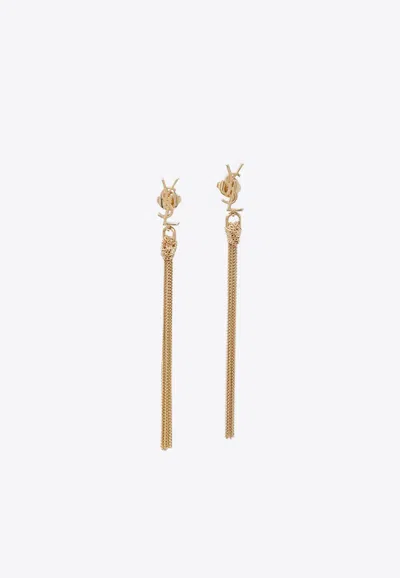 Saint Laurent Cassandre Tassel Earrings In Gold