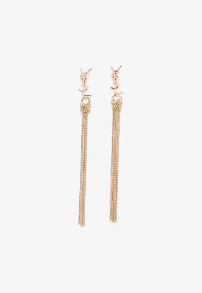 Saint Laurent Cassandre Tassel Earrings In Gold