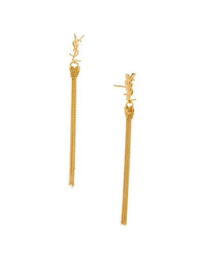 Saint Laurent Cassandre Tassel Metal Earrings In Gold