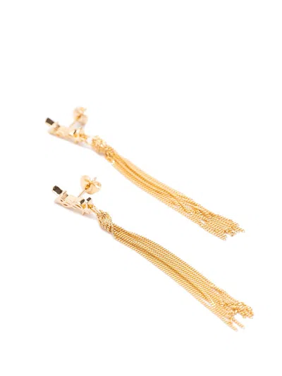 Saint Laurent `cassandre` Tassel Earrings In Silver