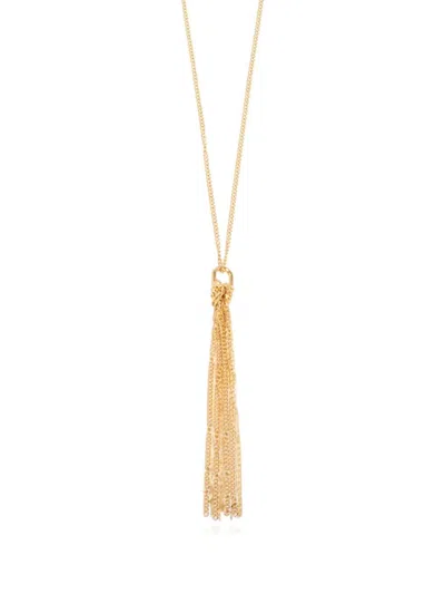 Saint Laurent Cassandre Tassel Necklace In Gold