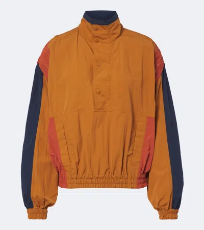 Saint Laurent Cassandre Technical Faille Jacket In Braun