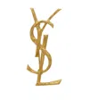 Saint Laurent Cassandre Metal Brooch With Engraved Texture Accessories In Yellow