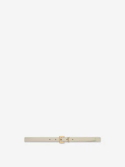 Saint Laurent Cassandre Thin Belt In Neutral