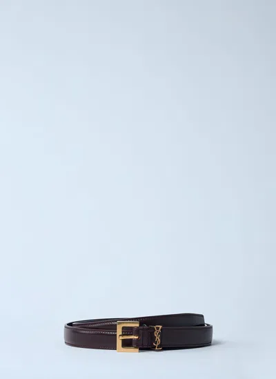 Saint Laurent Cassandre Thin Belt In Black