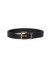 Saint Laurent Cassandre Thin Belt In Black