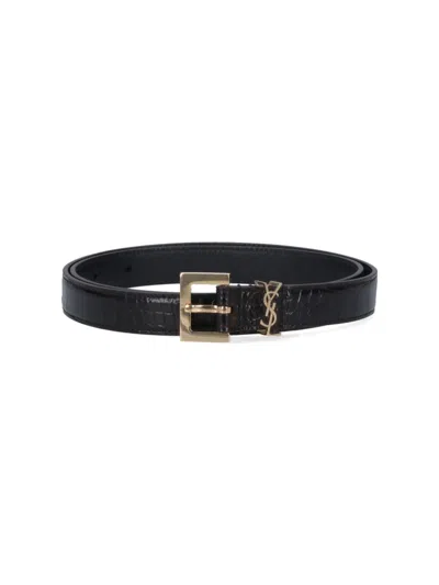 SAINT LAURENT SAINT LAURENT CASSANDRE THIN BELT – BLACK