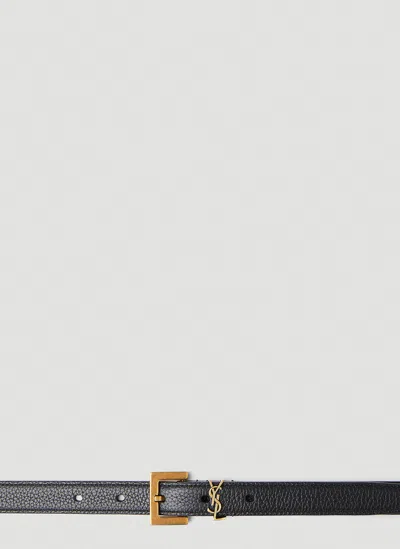 Saint Laurent Monogram Buckle Belt In Black