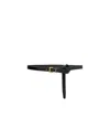 Saint Laurent Cassandre Embellished Knotted Leather Belt In Black