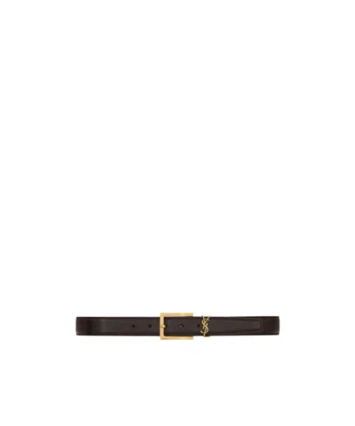 Saint Laurent Cassandre Thin Belt In Black