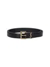 Saint Laurent Cassandre Thin Belt In Black