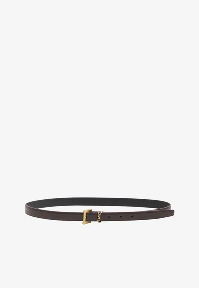 Saint Laurent Cassandre Thin Belt In Black