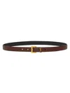 Saint Laurent Cassandre Thin Belt With Square Buckle In Box Leather Accessories In Brown