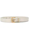 Saint Laurent Cassandre Thin Belt With Square Buckle In Box Leather
