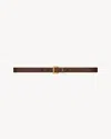 Saint Laurent Cassandre Thin Belt With Square Buckle In Box Leather