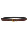 Saint Laurent Cassandre Thin Belt With Square Buckle In Box Leather Accessories In Brown