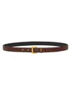 Saint Laurent Cassandre Thin Belt With Square Buckle In Box Leather Accessories In Burgundy