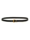 Saint Laurent Cassandre Thin Belt With Square Buckle In Grained Leather Accessories In Black