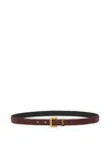 Saint Laurent Cassandre Thin Leather Belt In Red