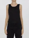 Saint Laurent Logo-embroidered Wool Tank Top In Black