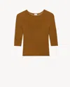 Saint Laurent Semi-sheer Certified Viscose Knitted Top In Brown