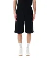 Saint Laurent Waist Drawstring Cotton Fleece Shorts In Black