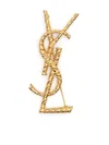 Saint Laurent Paris Women Cassandre Twisted Stripe Metal Brooch In Grey