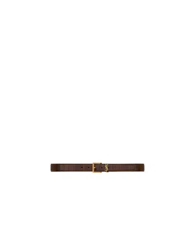Saint Laurent Cassandre Vadim Belt In Hagfish In Burgundy