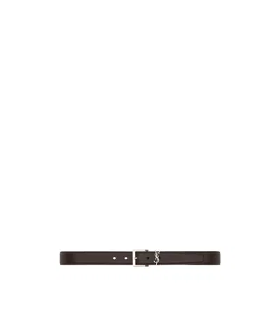 Saint Laurent Cassandre Vadim Belt In Smooth Leather In Brown