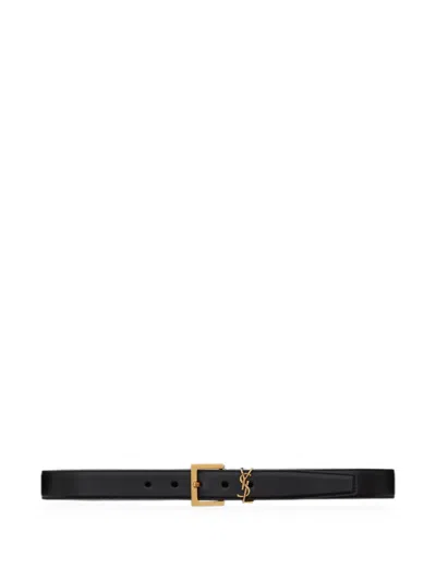 Saint Laurent Cassandre Vadim Reversible Belt In Smooth Leather In Orange