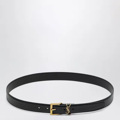 Saint Laurent Cassandre Vadim Smooth Leather Belt In Black