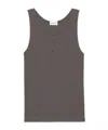 Saint Laurent Ribbed Texture Sleeveless Tank Top In Black