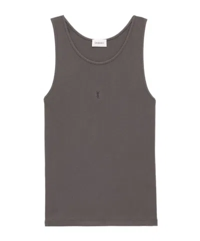 SAINT LAURENT SAINT LAURENT CASSANDRE LOGO EMBROIDERED TANK TOP