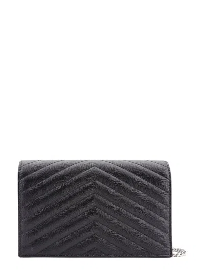 Saint Laurent Cassandre Wallet In Black
