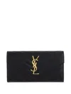 Saint Laurent Cassandre Matelassé Large Flap Wallet In Grain De Poudre Leather Accessories In Black