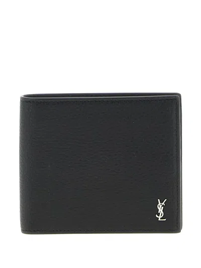 Saint Laurent Cassandre Wallet In Black