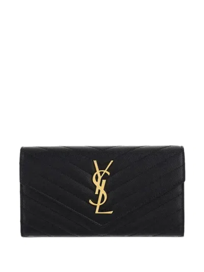 Saint Laurent Cassandre Wallet In Black